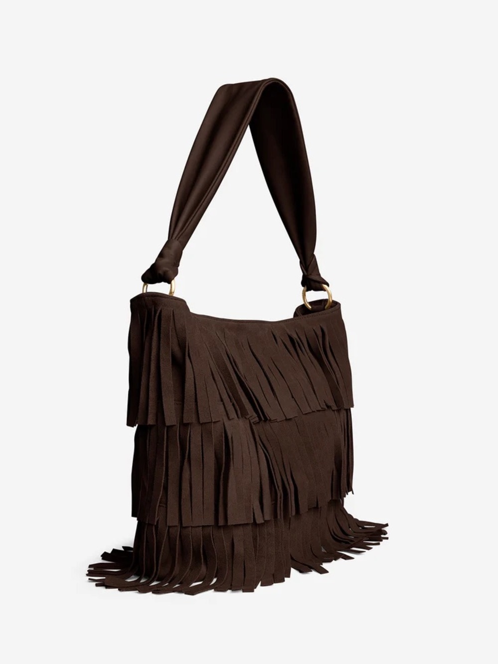 NEW Fringed Suede Shoulder Bag - Dark Brown KENNETH COLE - Picture 4 of 5